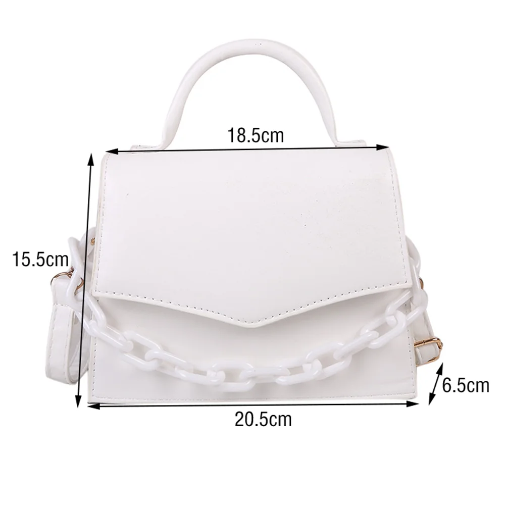 Women\'s Bag Chain Small Square Bag Female PU Leather Totes Clutch Bag New Trendy Shoulder Messenger Bag Pure Candy Color