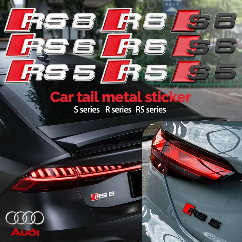 3D ABS Glossy Black S Logo Car Rear Trunk Emblem Badge Decal For Audi S3 S4 S5 S6 S7 S8 RS3 RS4 RS5 RS6 RS7 Sticker Accrssories