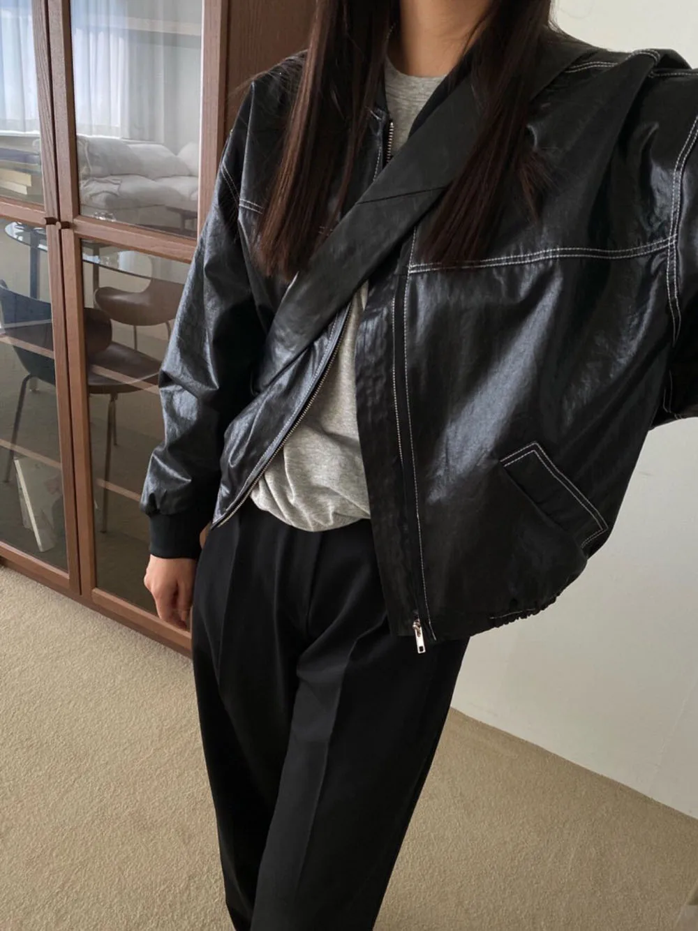 Hot Sale Korean Women PU Leather Jacket Short Classic Design Top Windproof Warm Coat Daily Autumn Winter Casual Style Outerwear