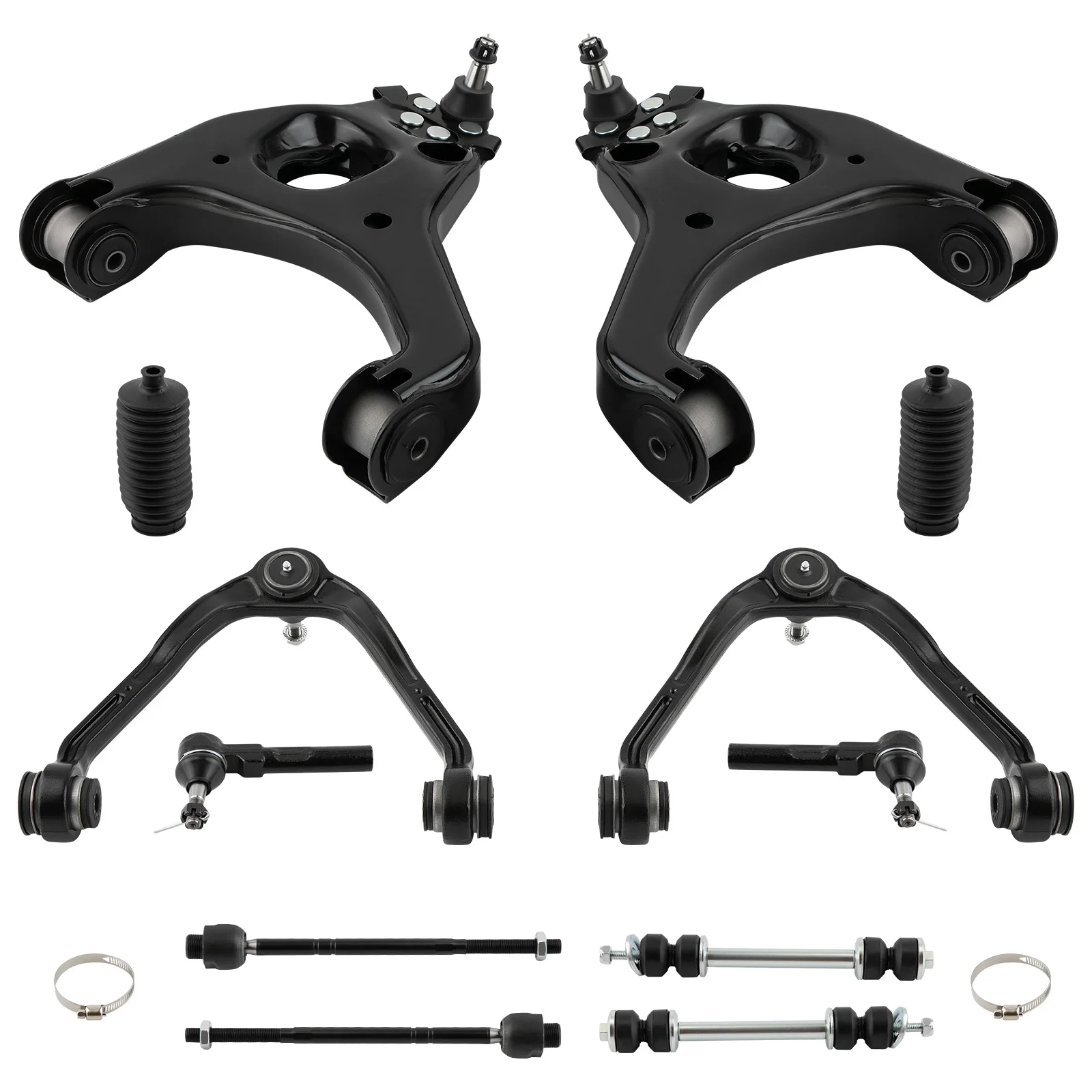 

12x Front Upper & Lower Control Arms Sway Bar Link Kit for Chevrolets Silverado 1500 GMCS Sierra 1500 99-06 RWD