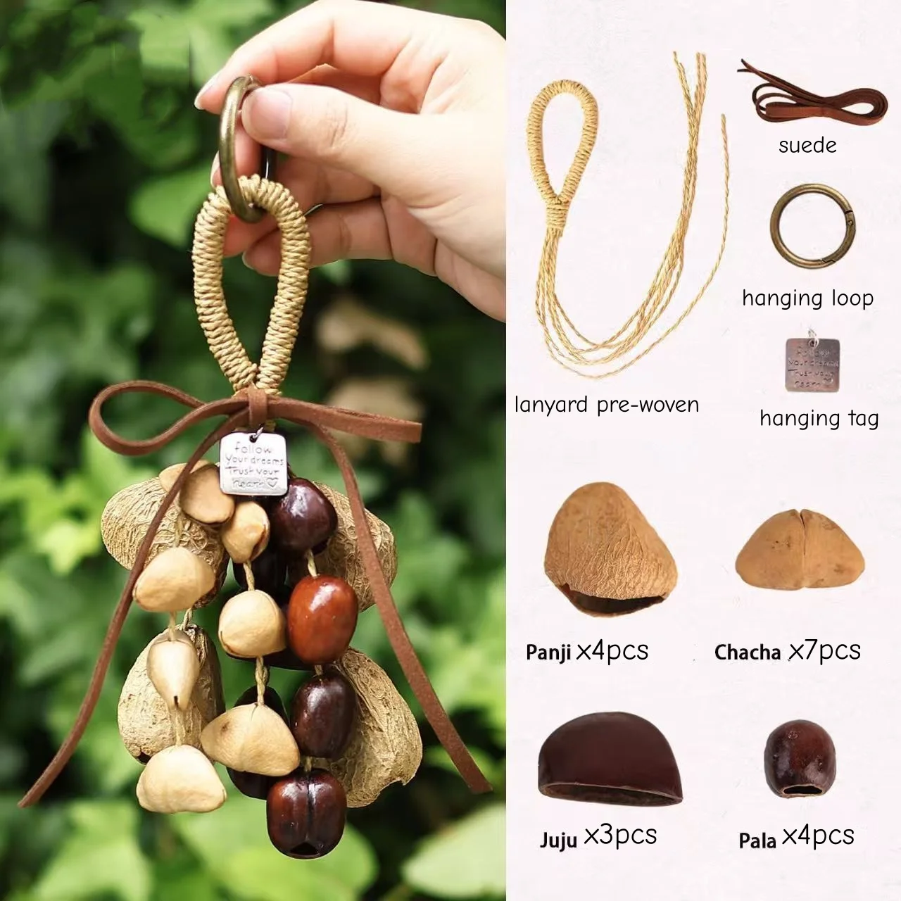 2026 DIY Shell Wind Chime Kit Natural Nut Shell Hanging Ornament Handmade Craft for Home Decor Bag Backpack Car Keychain Gift