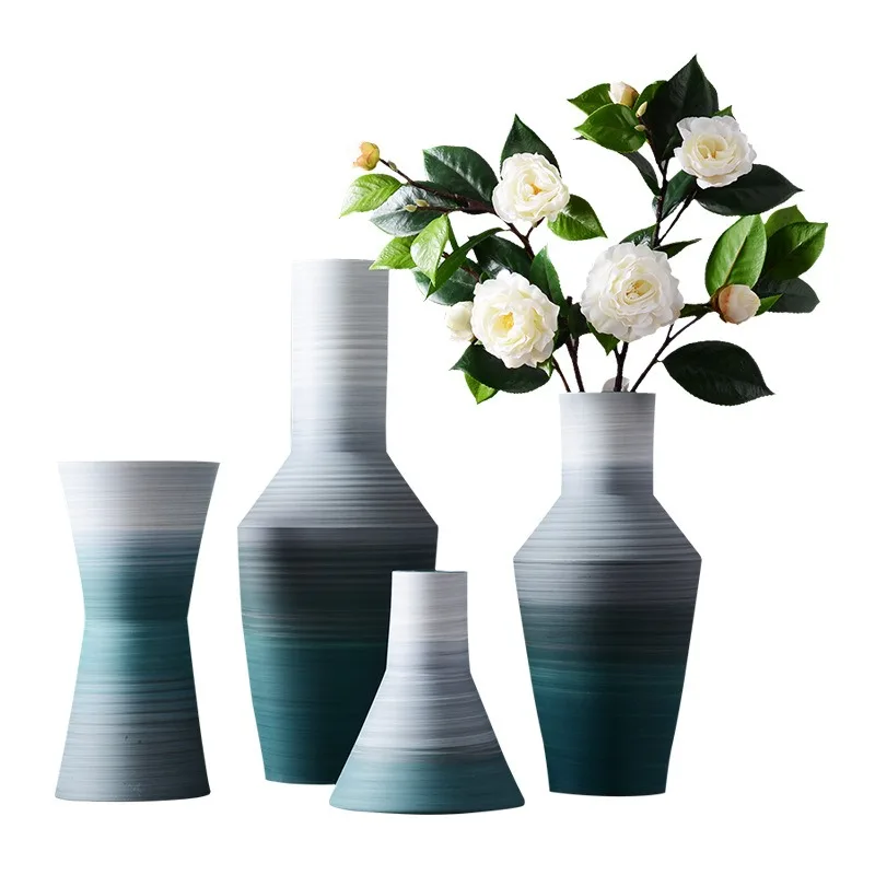 

Nordic Morandi color gradual change ceramic large vase ornament flower arrangement creative living room dining table