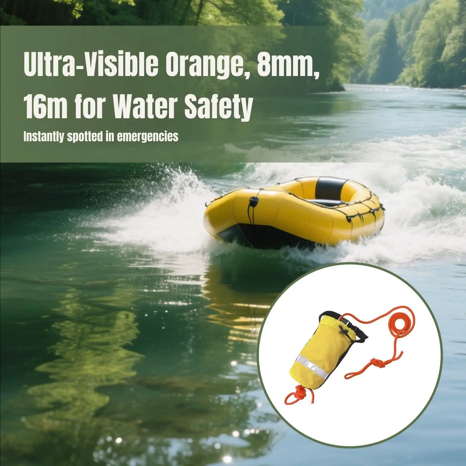 Arborist Throw Weight High Visibility Rescue Rope Bag Floating Throwable Device Safety Equipment for Kayaking Fishing Boating
