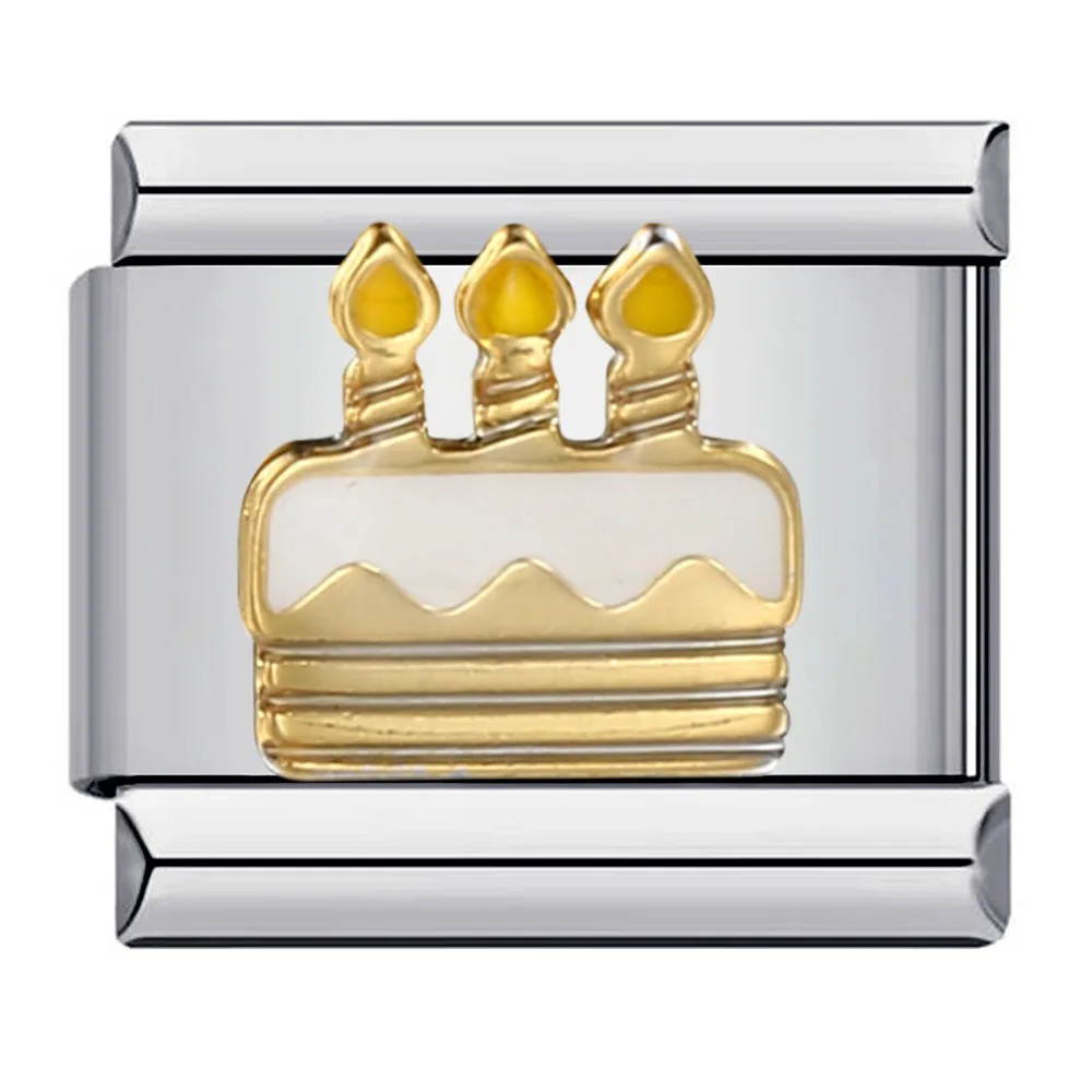 Abalorio italiano de acero inoxidable, 2 piezas, eslabones de girasol hechos a mano, fabricación de joyas, piezas de pulsera de árbol de Navidad para niños y niñas