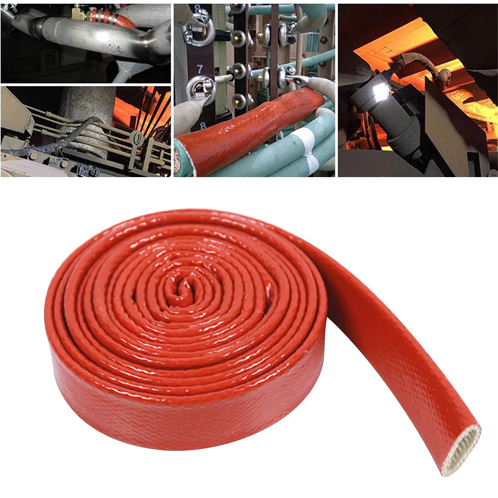 1 Roll Heat Shield Sleeve Heat Resistant Cable Sleeve Silicone Fiberglass Shield Pipeline Protector Tool Fit For Hoses Cables