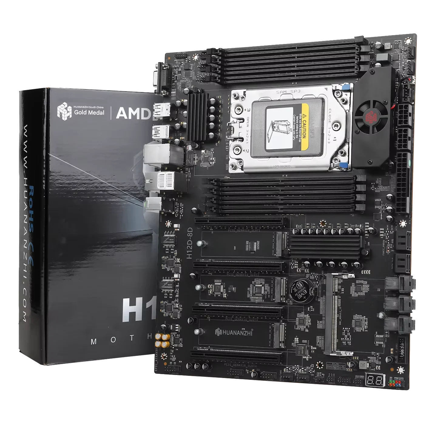 HUANANZHI H12D-8D EPYC Motherboard 8-Kanal DDR4 Server-Mainboard PCIe 4.0 X16 3× M.2-Steckplätze für NAS-Rechenzentrum-Rendering-Workstation