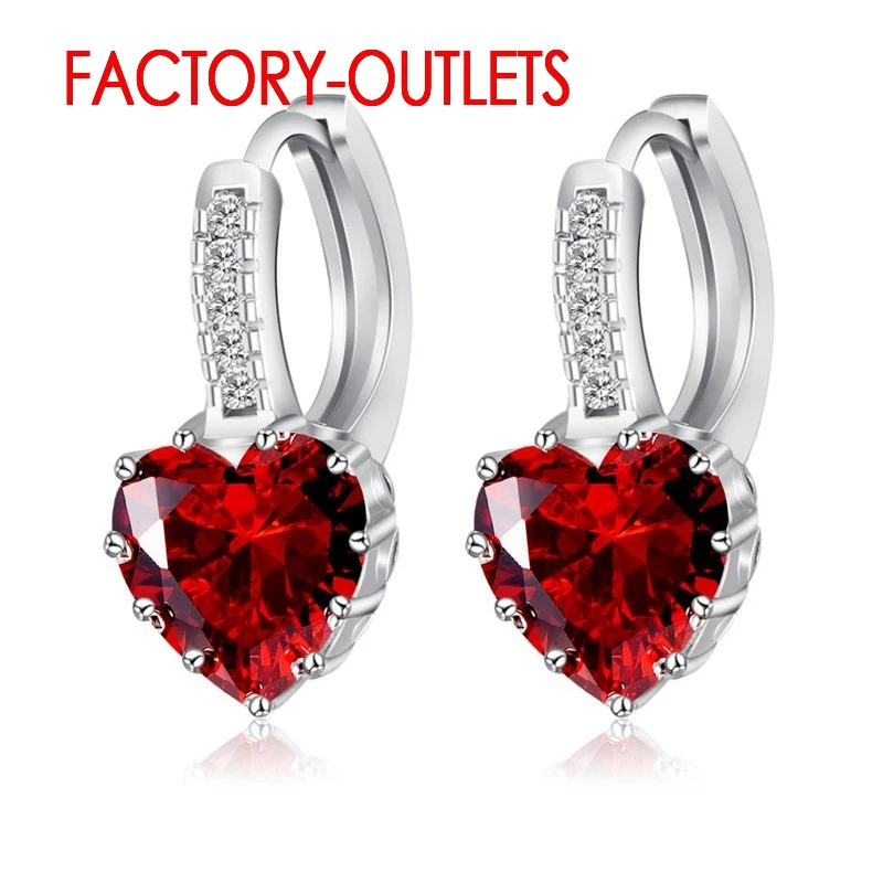 Big Promotions Luxury Heart Shape 925 Sterling Silver Brincos Pierced Earrings For Women Romantic Cubic Zirconia Gift Jewelry