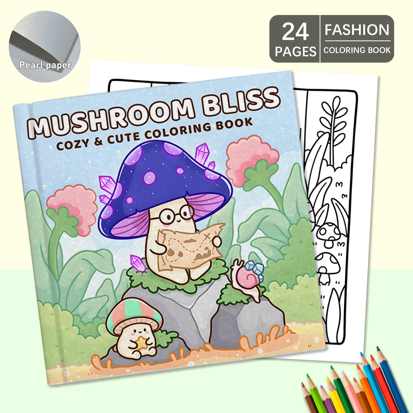 MUSHROOM BLISS Malbuch mit kräftigen, einfachen Mustern für Erwachsene, niedliches Zeichenbuch, perfektes Geschenk für Party und Geburtstag – Detail 1