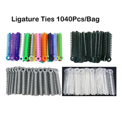 1040Pcs/Bag Dental Orthodontic Ligature Ties Elastic Rubber Bands Black Silver Grey Clear Transparent Color Multicolour Colorful