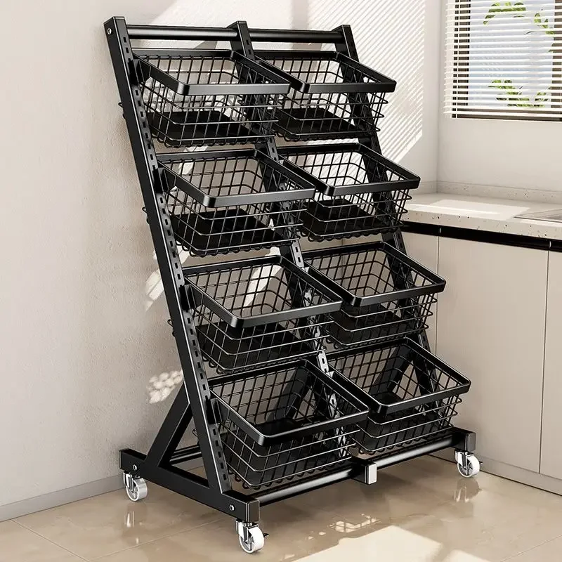 

Kitchen vegetable rack floor multi-layer food basket sundry storage basket living room snacks storage display rack shelves