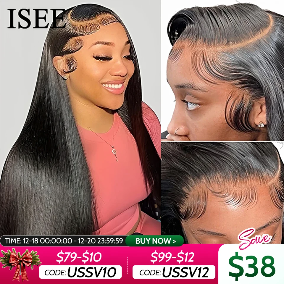 ISEE HAIR Wig Malaysian Straight 13x4 HD Lace Frontal Wig Pre Bleached Knots Wigs For Women 4x4 Lace Wig Human Hair Wigs