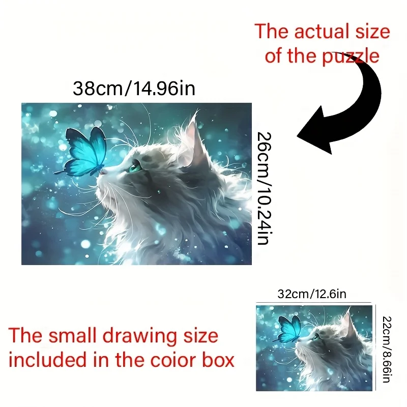 500 قطعة من صندوق ألغاز صغير للكبار بتصميم فراشة زرقاء وقطط - مقاوم للخدش، مستوى صعوبة عالي للكبار، فامي #2