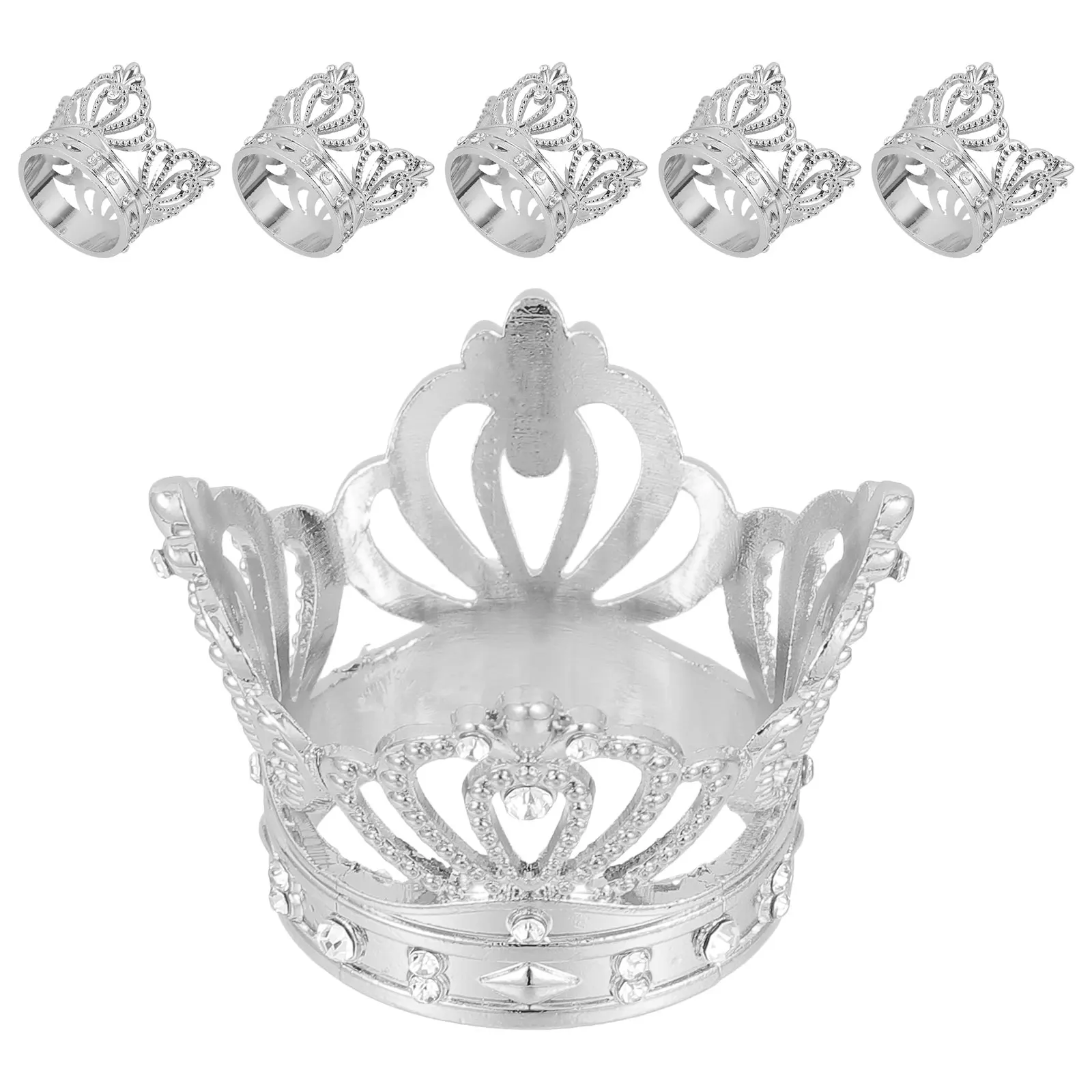 

6 Pcs Napkin Button Decoration Buckle Adornment Dining Table Crown Clasp Ring Metal Banquet Holders Girl