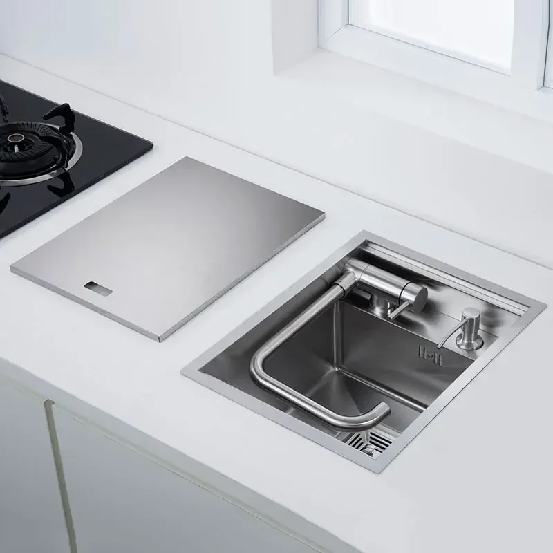 Hidden Kitchen  bowl Bar Stainless Steel Balcony  Concealed black kitchen sink Bar  With clean water tap on sale