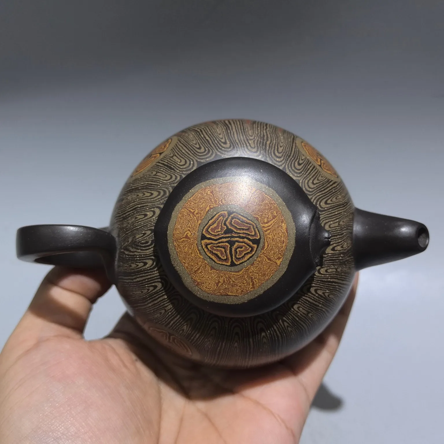 Yixing Purple Clay Teapot Tree ring texture pattern Fu Jia Tian Xia Hu Kettle Teapot  Flagon Amass wealth Ornaments