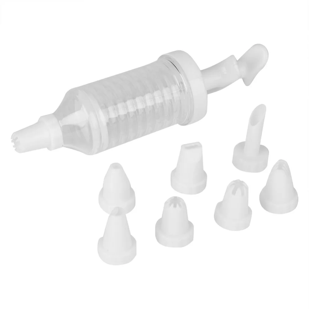 8PCS Reusable PP Icing Piping Kit Piping Nozzle White Cake Decorating Kit Syringe Cylinder Icing Syringe Set Cupcakes