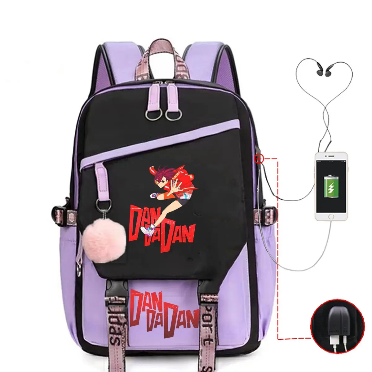 Nueva mochila con carga USB de Dandadan para estudiantes, mochila escolar de Anime de alta calidad, bolso de hombro informal de moda de cómic para adolescentes Dandadan