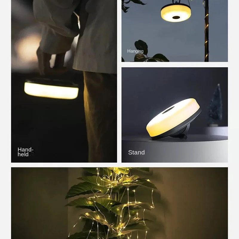 Tira de luz LED de ambiente para acampar, lámpara de tienda recargable por USB, linterna portátil impermeable para decoración de habitación de jardín al aire libre, 10M