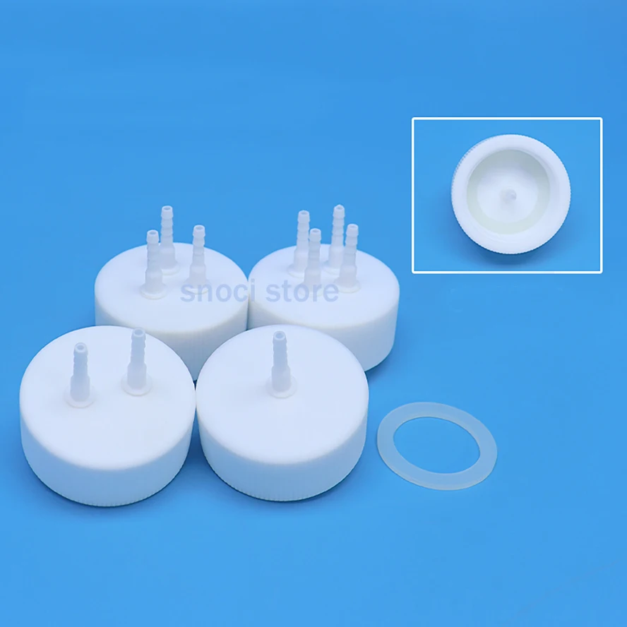 GL45 Feeding Bottle Cap PTFE Fermentation Tank Reactor Cover polytetrafluoroethylene Lid with  Caps Refill Cover, 1 Piece