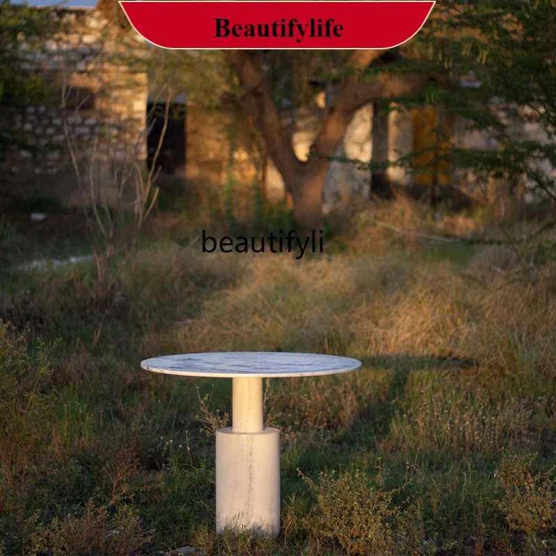 

G1218 Minimalist modern marble living room dining room small round table negotiation table bar, outdoor table