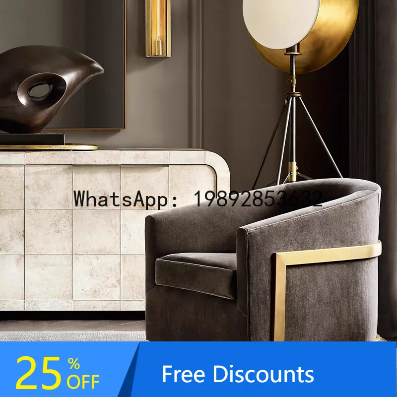 CZ American Country Style Sofa Chair Italian Modern Living Room Single Lounge Chair Metal Stool Legs