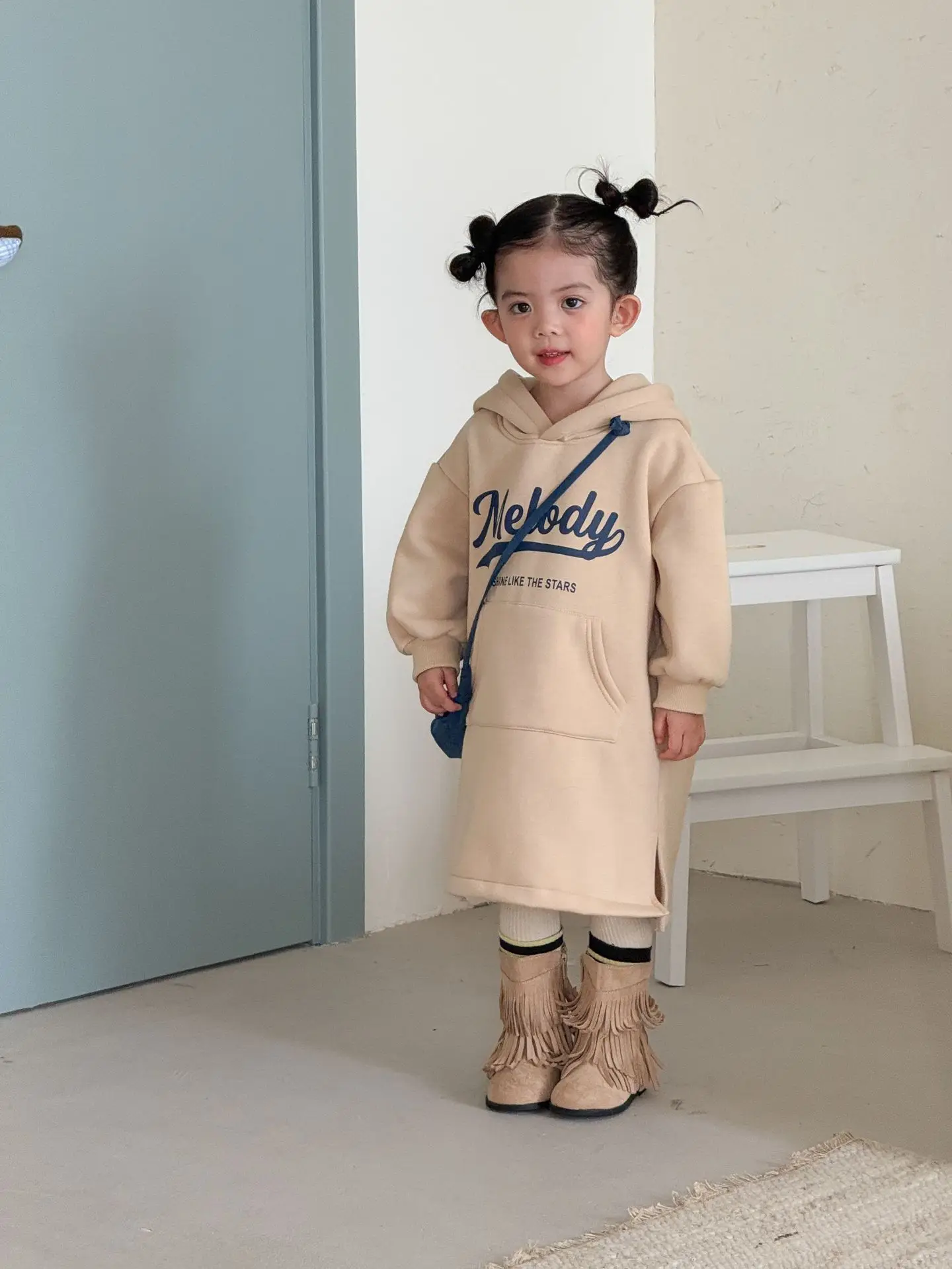 Winter Children Brother Sister Clothes Set Boys Fleece Hooded Sweatshirt 2pcs Suit Girls Plus Velvet Thick Casual Dress 1-8 Year