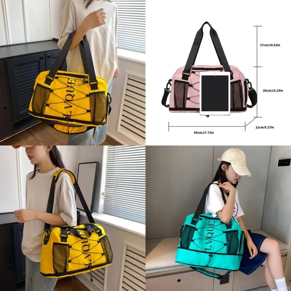

D46D Letter Print Fitness Bag Large Capacity Gym Bag Travel Bag Weekender Bag