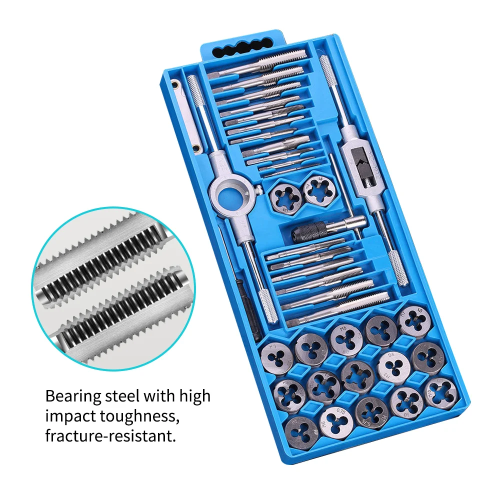 HSS Manual Tap & Die Set 12/20/32/40 pcs M3-M12 Hand Tapping Drill Bit Screw Wrench Thread Rewinding Tapping Tool Kit
