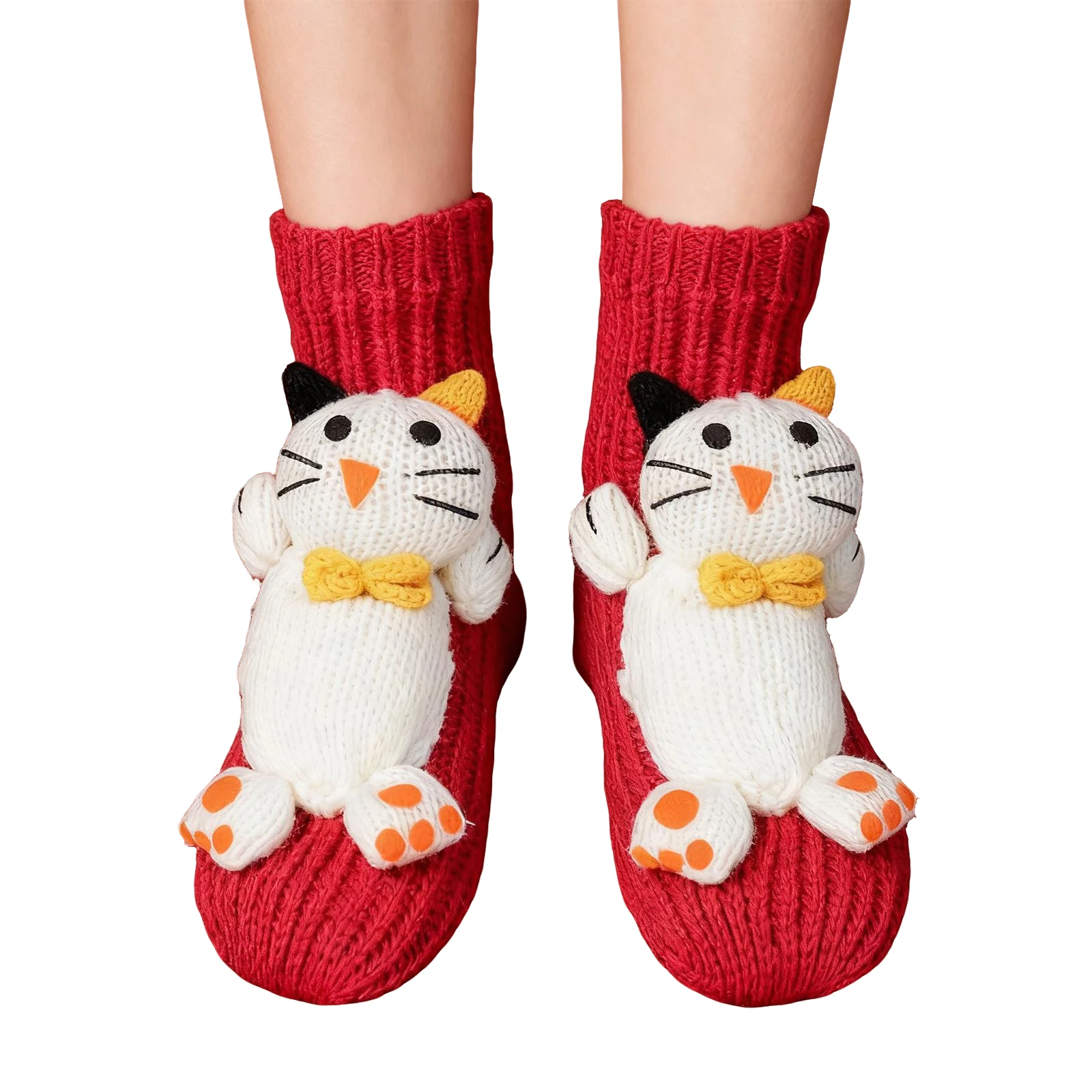 3D Knitted Animal Socks Cute Cozy Fuzzy Thick Warm Crew With 3D Ears For Women Teens Kids Home Winter Holiday Gift Christmas