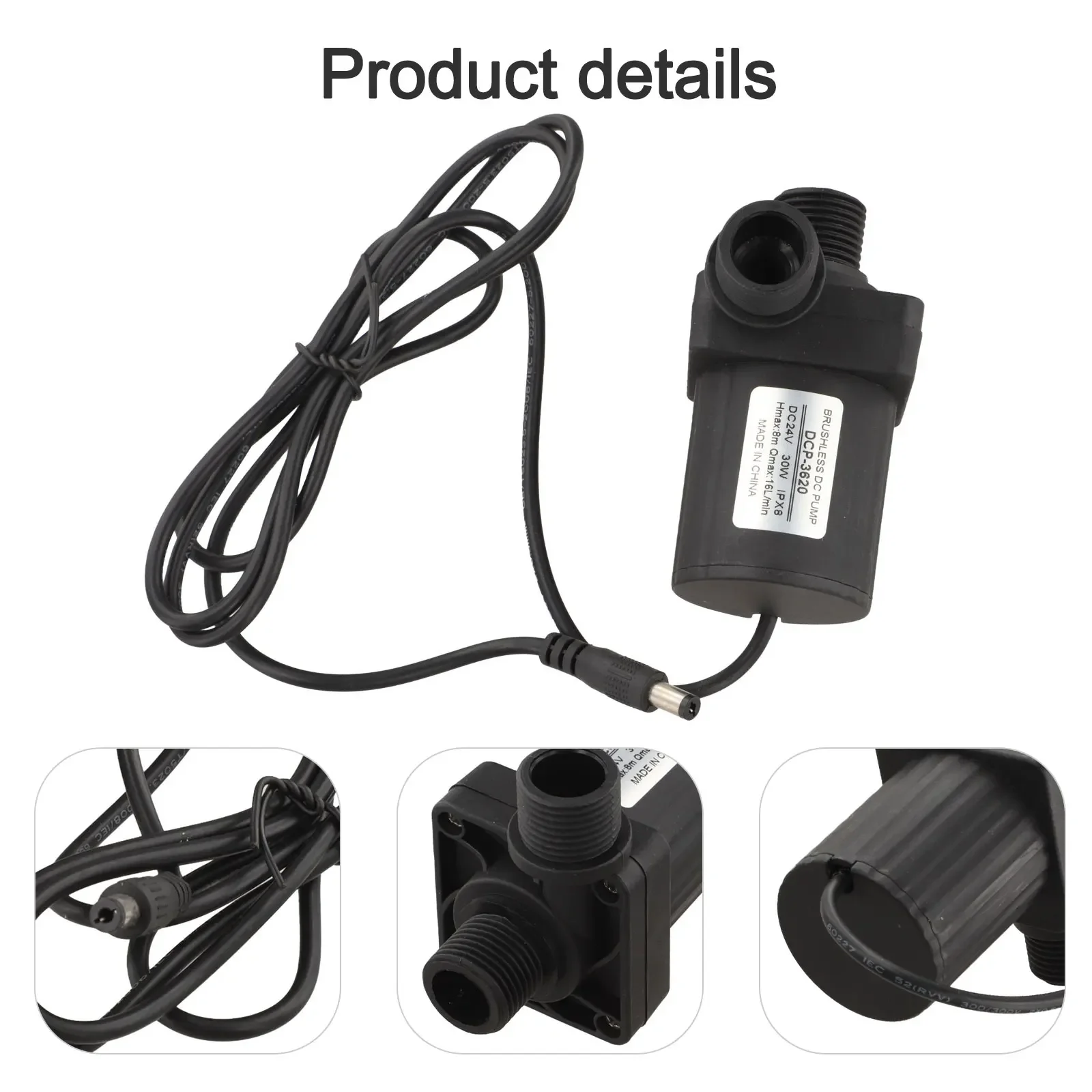 Quiet 24V Brushless DC Submersible Pump High Lift 6 to 8 Meters Waterproof for Aquarium Fountain and Irrigation Use