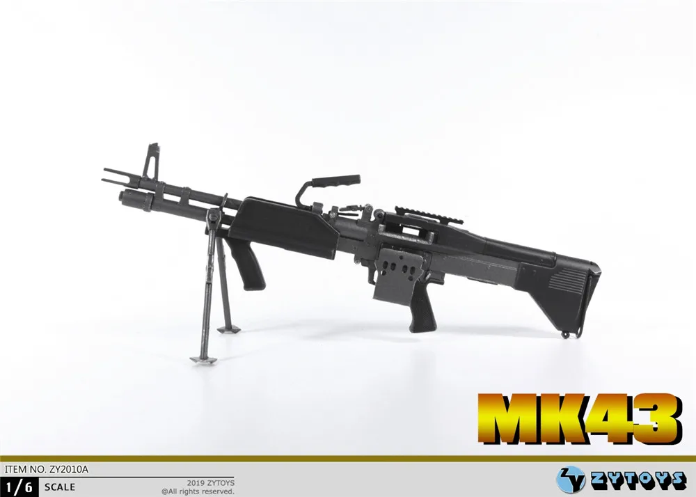 ZY2010A 1/6 Scale MK43 Machine Gun Plastic Model with 10pcs Metal Bullets for 12inch Action Figure Accessory Soldier Gift Toys