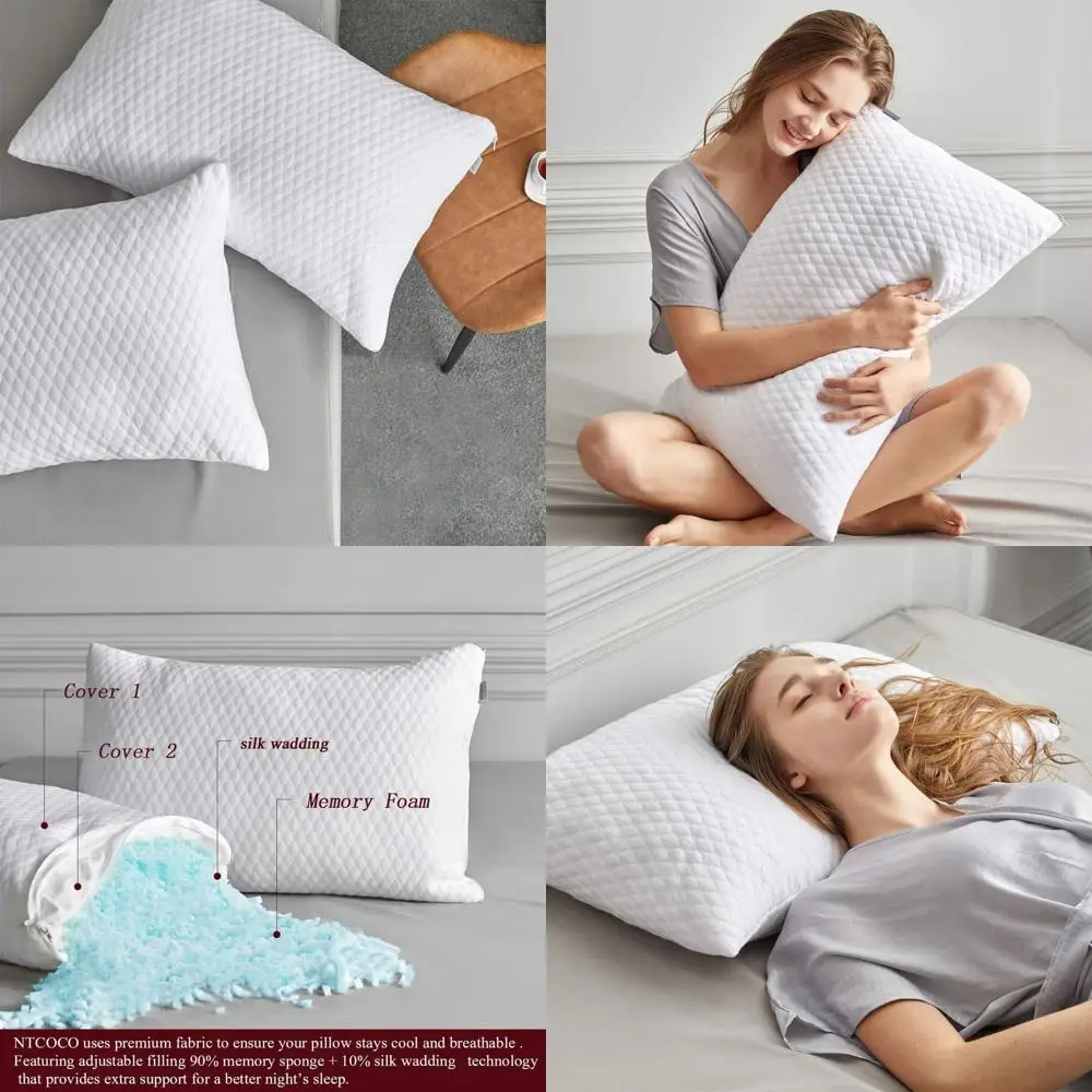 

Подушки King Size из пены с эффектом памяти, 2 шт., моющиеся, гипоаллергенные, для сна на спине и на боку