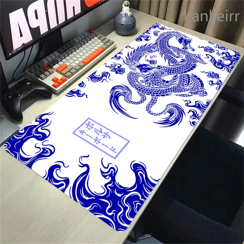 Japanese Dragon Large Gaming Mousepad XXL Keyboard Gamer Mouse Pad on The Table Speed Desk Mat Anime 900x400 Lockrand Mouse Mat