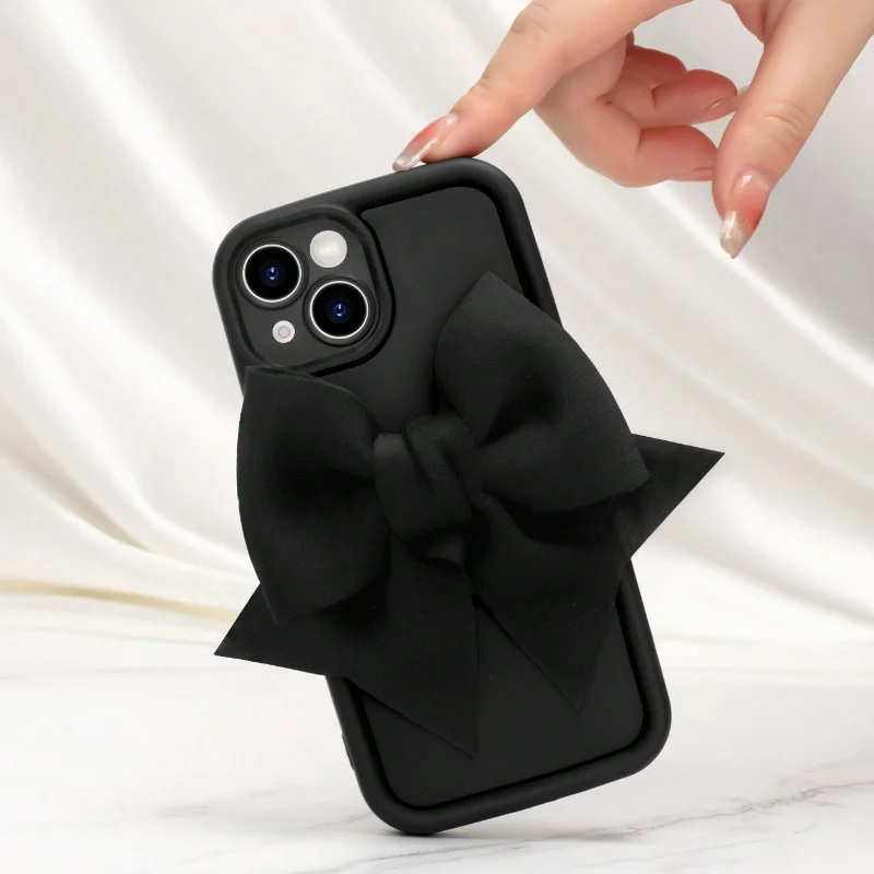 Hübsche 3D-Schleifen-Silikon-Handyhülle für iPhone 11 12 13 14 15 16 17 18 Pro Max 16E X XR XS Max 7 8 Plus, weiche, stoßfeste Schutzhülle – Detail 4