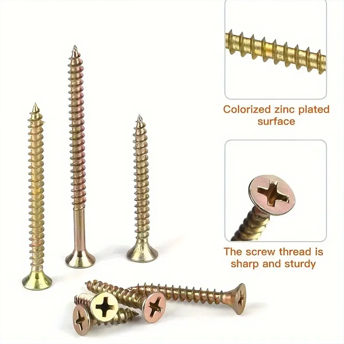 مجموعة براغي خشب الزنك الملونة M3.5 M4، براغي ذات رأس مسطح برأس فيليبس، براغي معدنية غاطسة ومسامير جدارية جافة #3