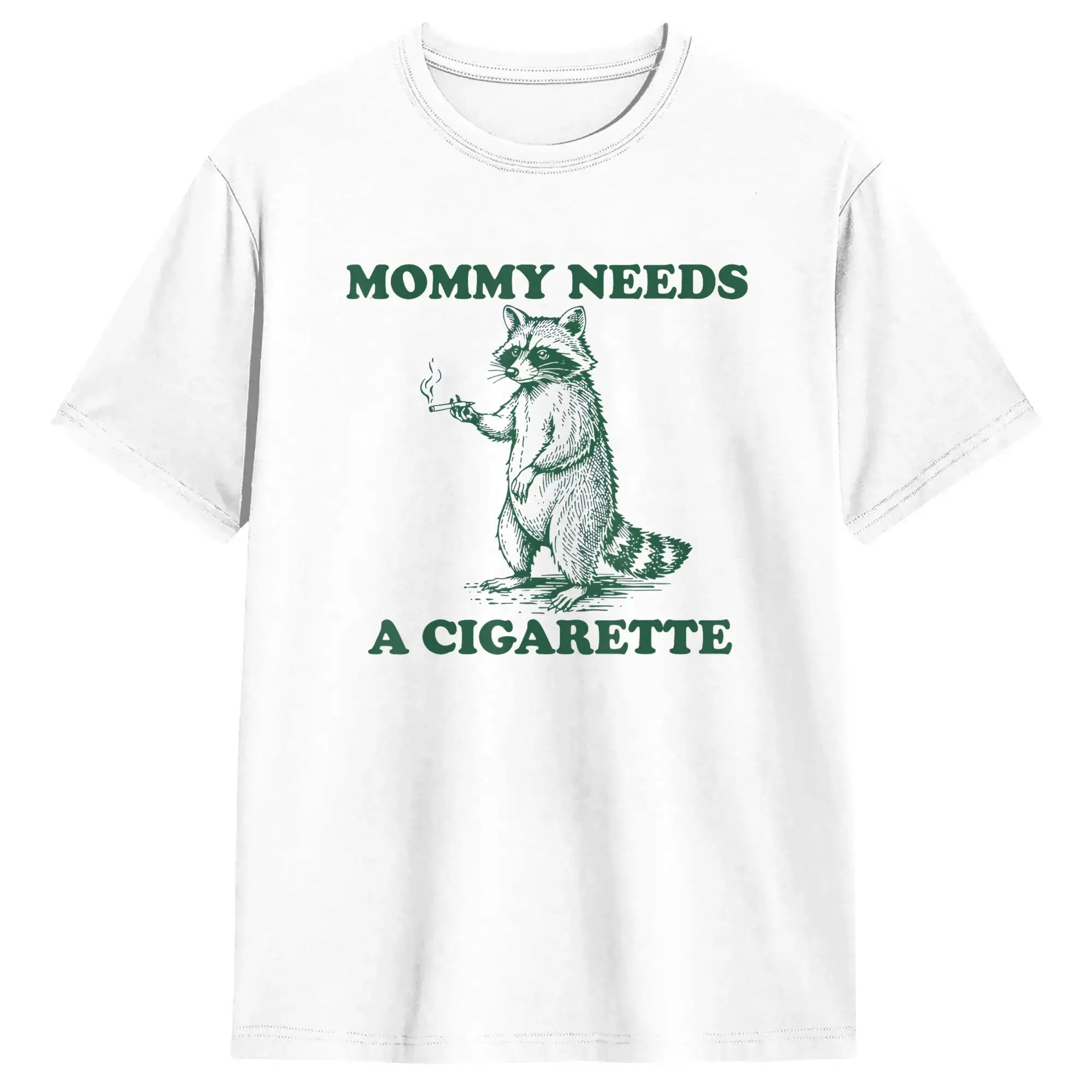 Harajuku T-Shirt Beach Mommy Needs A Cigarette Funny Smoking Raccoon Trendy Cool T Shirts  Cotton Tshirt for Men's  Clothes