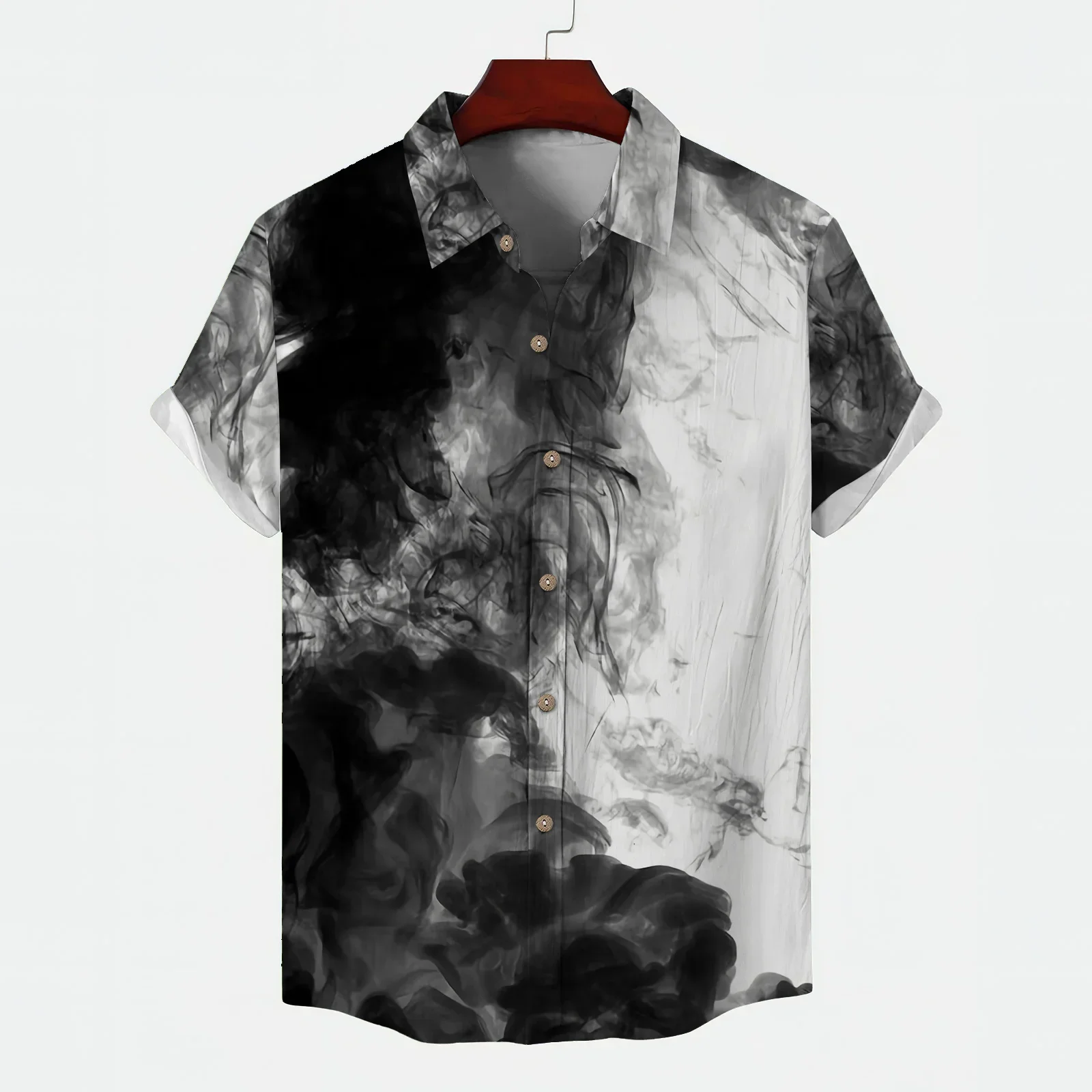 

Black and White Beach Classic Summer Shirts Man 2024 High Quality Hawaiian Shirt Man Retro Mens Clothing Brands Ink Dot Trend