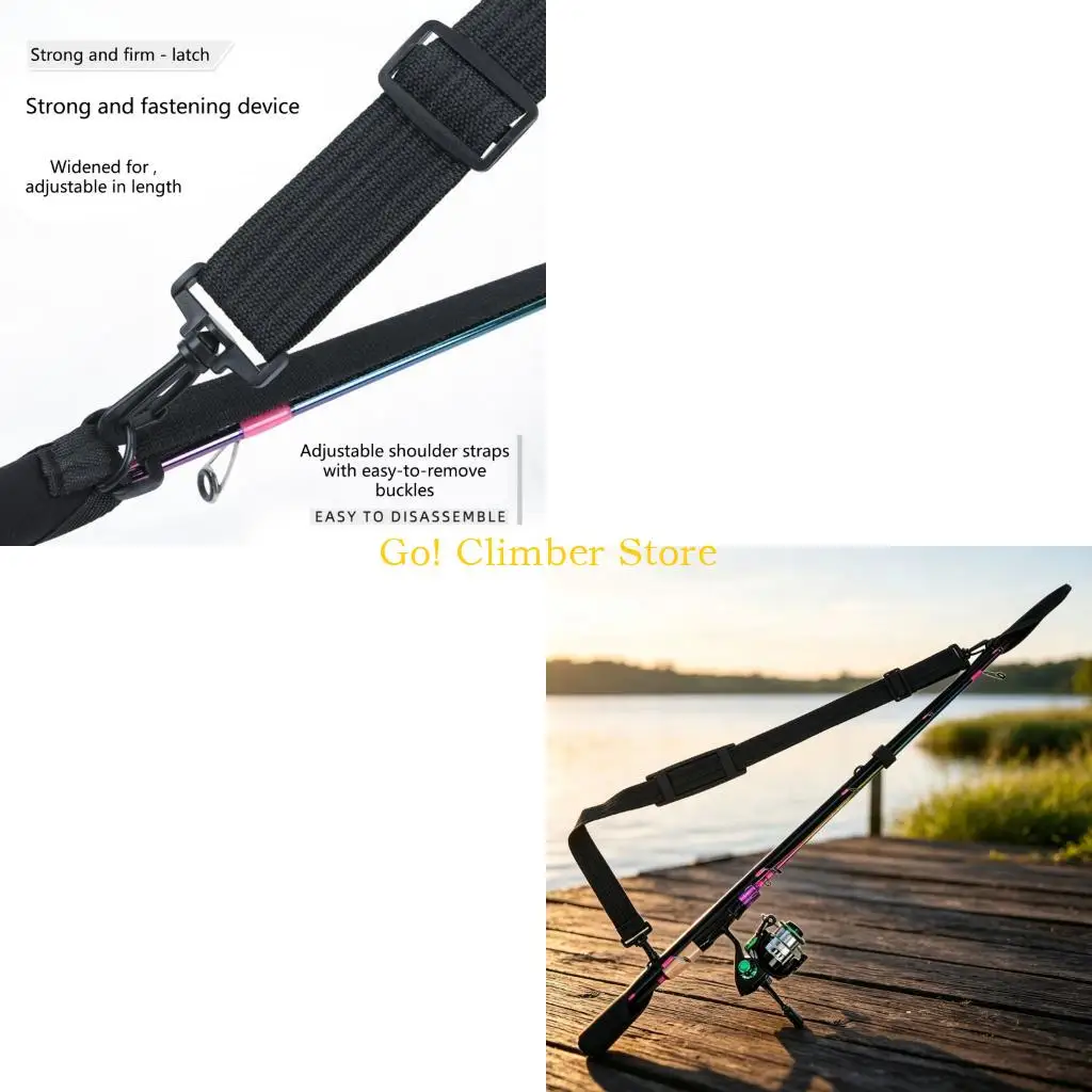 Q84C Fishing Rod Sleeve for Storage and Transport with Shoulder Belt Adjustable Length and Tip Bottom Cover for 58-170cm Fishing