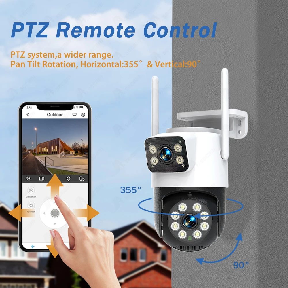 Tuya ptz wifi câmera 4k 8mp lente dupla ao ar livre à prova dwireless água vigilância sem fio ai detecção humana proteção de segurança cctv camer