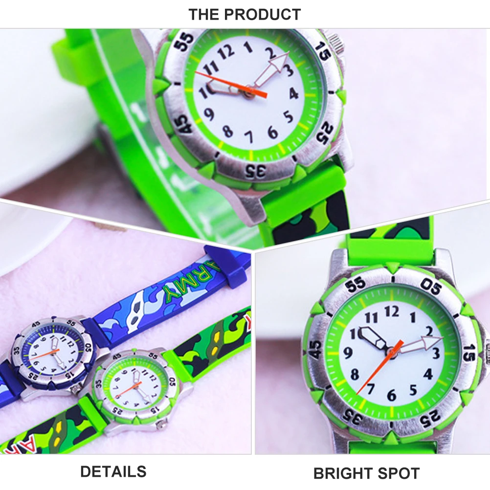 Children's Watch Watches for Kids Toddlers Camouflage Pvc Classic Wrist Cartoon