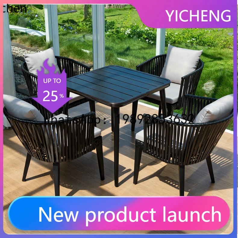 

A26outdoor tables and chairs courtyard open-air outdoor terrace garden rattan chair leisure combination waterproof and sunscreen