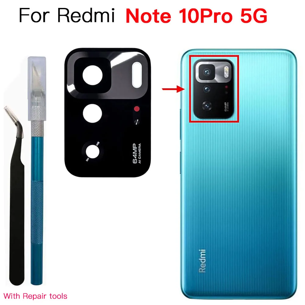 Back Rear Camera Glass Lens Replacement For Xiaomi Redmi Note 9 9s 10 10s Pro With Double Sided Adhesive , Repair Tools