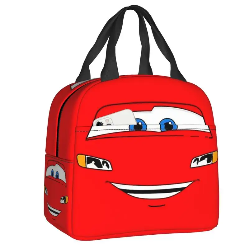 Benutzer definierte Cartoon Blitz Mcqueen Autos Lunchbox Thermo kühler Lebensmittel isoliert Lunch Bag Schule tragbare Picknick-Tragetaschen