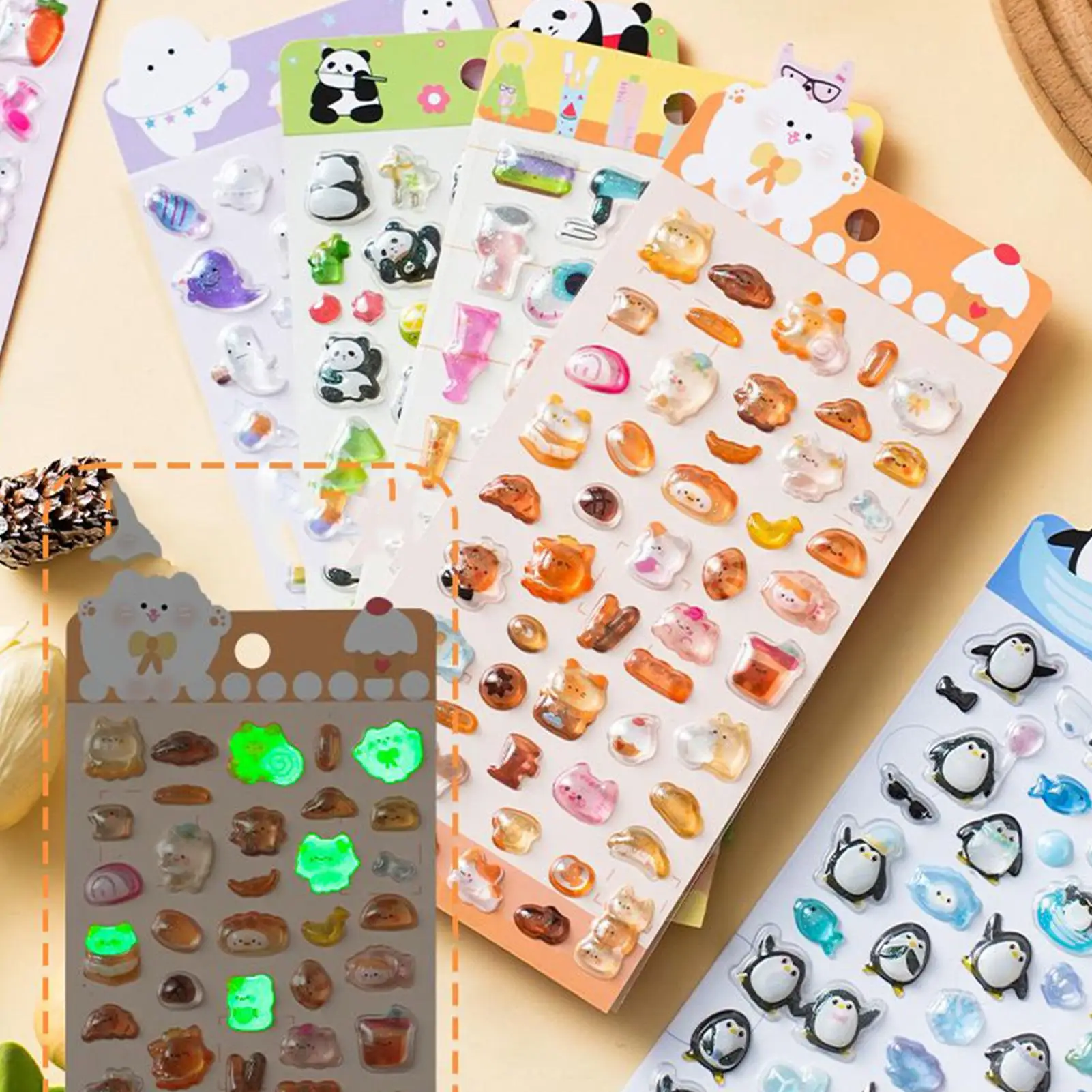

Kids 3D Stickers Cute Aesthetic Stickers Decorations Glow In The Dark 6 Sheet Decorative Decals For Phone Case Notebook