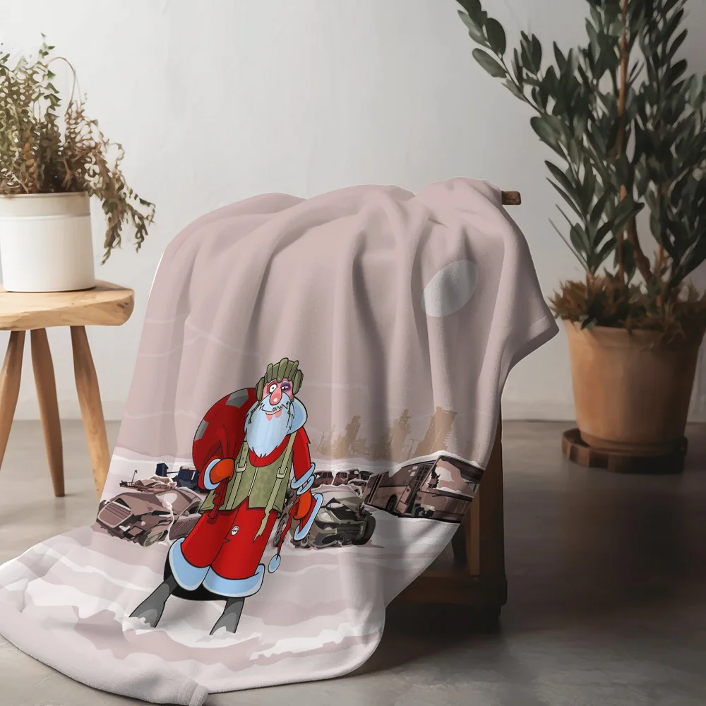 TU Santa Claus Apocalypse Throw Blanket Christmas Horror Movie Gift Cozy Home Decor Festive Warm Unique Gift Idea Novelty Gift F