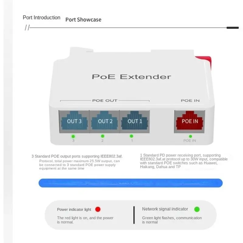 B49C IEEE802.3Af/At Poe Extender 30W 100Mbps For Security Camera