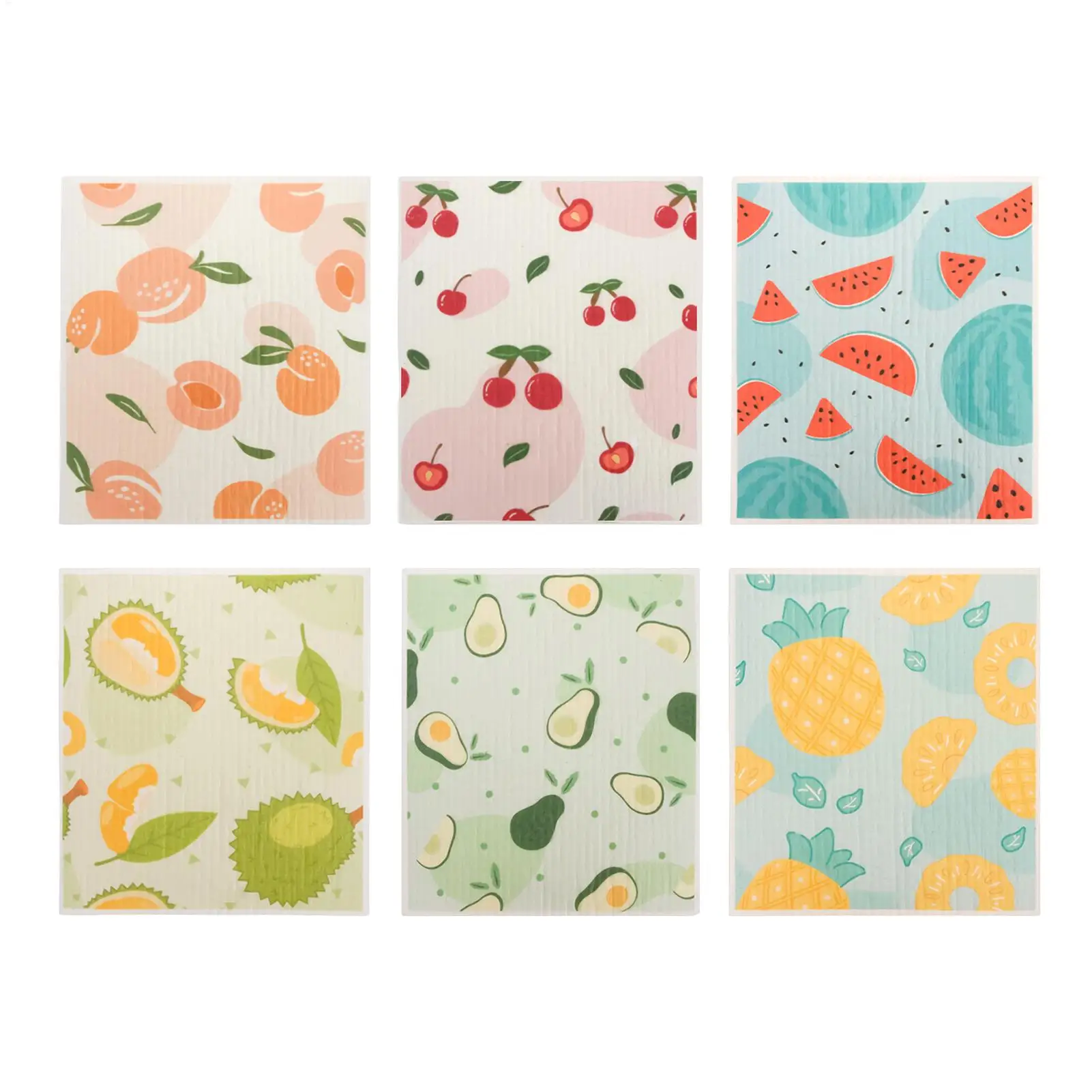 

Absorbent Cleaning Rags Swedish Dishcloths Wood Pulp Cotton Scouring Pad Cartoon Fruit Washable Lazy Dish Towels For Countertops
