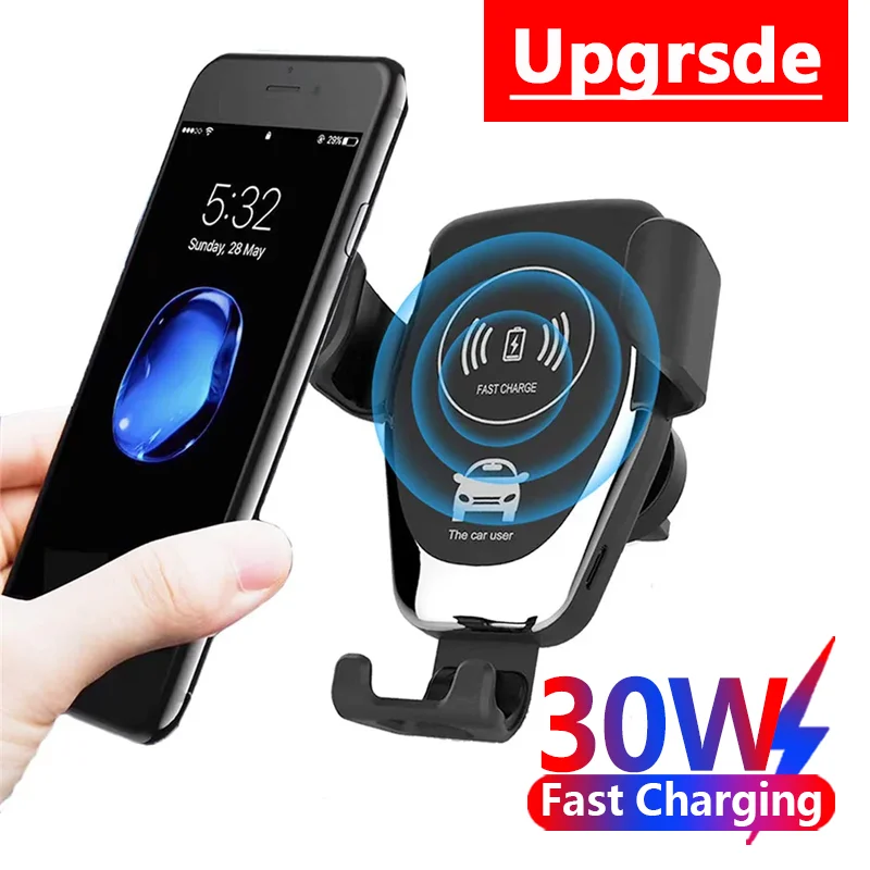 

30W Fast Car Wireless Charger For iPhone 13 12 11 Pro MAX Samsung S10 S9 Xiaomi Wireless Charging Air Vent Car Phone Holder