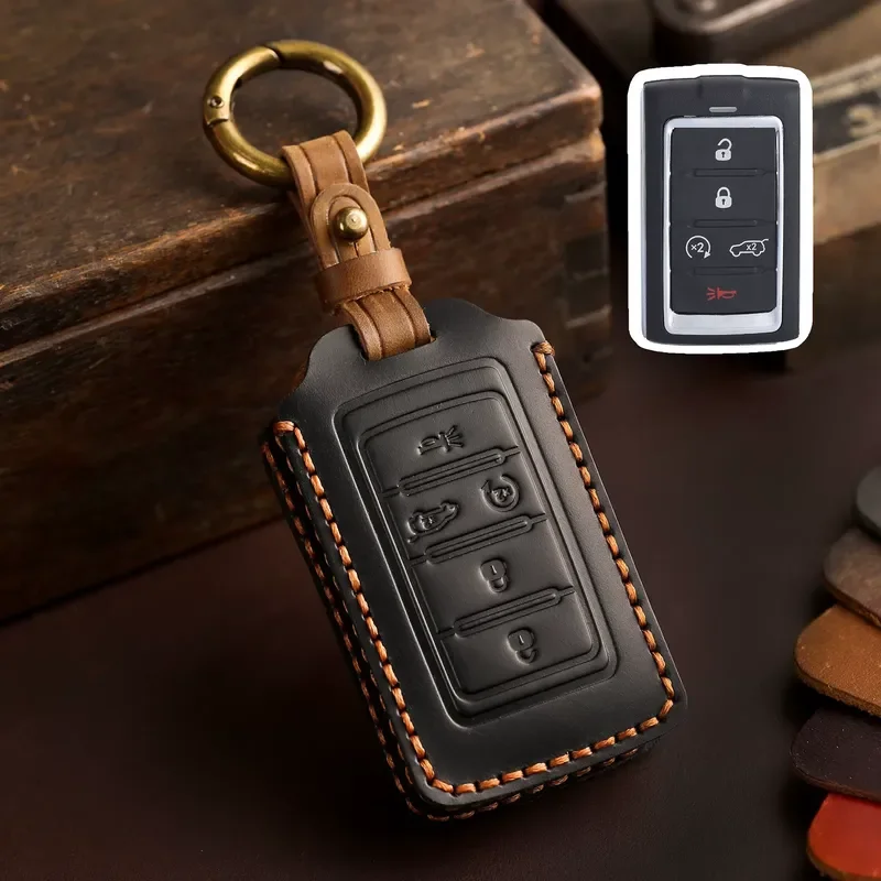 for Jeep Leather Car Key Cover Case Dedicated to Specific Models Same Shape Design Protective Shell for New Jeep Vehicles