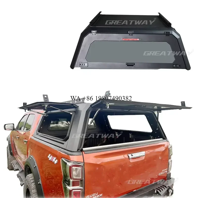 wmwmnu for New Hilux 4x4 Pickup Truck Aluminum Alloy Bed Canopy High Cover Waterproof Folding Locking Tail Box